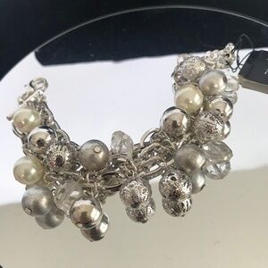 Traci Lynn "Brazil" Pearl, Silver & Clear Bracelet